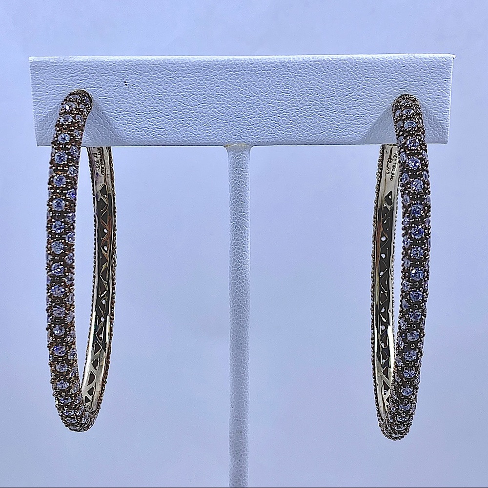 ADI Sterling Vermeil And CZ Hoop Earrings